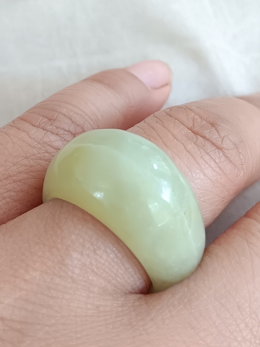 Green Jade Resin Dome Statement Ring Size 6 - Women Jewelry